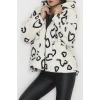 Kapüşonlu Kalpli Peluş Mont Beyaz - 31482.1247.
