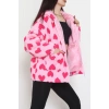 Kapüşonlu Kalpli Peluş Mont Pembe - 31482.1247.