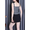 Kare Yaka Çizgili Bluz Füme - 60181.444.
