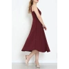 Kare Yaka Midi Elbise Bordo - 583208.1592.