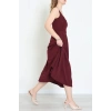Kare Yaka Midi Elbise Bordo - 583208.1592.