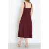 Kare Yaka Midi Elbise Bordo - 583208.1592.