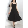 Kare Yaka Midi Elbise Siyah - 583208.1592.
