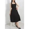 Kare Yaka Midi Elbise Siyah - 583208.1592.