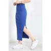 Kaşkorse Yırtmaçlı Etek Saks - 42019.1567.