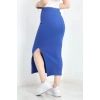 Kaşkorse Yırtmaçlı Etek Saks - 42019.1567.