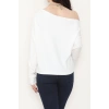 Kayık Yaka Omuz Düşümlü Double Face Kumaş Bluz Ekru - 22185.200.