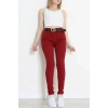 Kemerli Dar Paça Kot Pantolon Bordo - 2287716.1968.