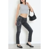 Kemerli Dar Paça Kot Pantolon Füme - 3083961.1968.