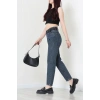 Kemerli Mom Kot Pantolon Mavi - 2428763.1968.