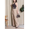 Kemerli Pamuk Gabardin Wide Leg Pantolon Camel - 32428.1397.