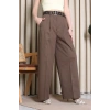Kemerli Pamuk Gabardin Wide Leg Pantolon Kahve - 32428.1397.
