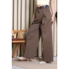 Kemerli Pamuk Gabardin Wide Leg Pantolon Kahve - 32428.1397.