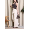 Kemerli Pamuk Gabardin Wide Leg Pantolon Krem - 32428.1397.