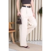 Kemerli Pamuk Gabardin Wide Leg Pantolon Krem - 32428.1397.