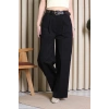 Kemerli Pamuk Gabardin Wide Leg Pantolon Siyah - 32428.1397.