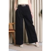 Kemerli Pamuk Gabardin Wide Leg Pantolon Siyah - 32428.1397.