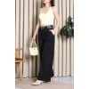 Kemerli Pamuk Gabardin Wide Leg Pantolon Siyah - 32428.1397.