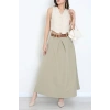 Kemerli Pileli Etek Haki - 44019.683.