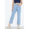 Kesik Paça Straight Kot Pantolon Mavi - 32890.1590.