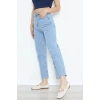 Kesik Paça Straight Kot Pantolon Mavi - 32890.1590.