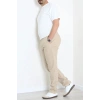 Keten Beli Lastikli Kemerli Erkek Pantolon Bej - 71614.2166.