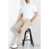 Keten Beli Lastikli Kemerli Erkek Pantolon Bej - 71614.2166.