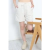 Keten Çizgili Şort Bejmint - 306.1247.