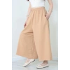 Keten Görünümlü Etek Pantolon Camel - 80872.147.