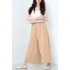 Keten Görünümlü Etek Pantolon Camel - 80872.147.
