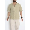 Keten Oversize Erkek Gömlek Haki - 71471.1871.