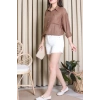 Keten Oversize Gömlek Kahve - 7889.1437.