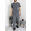 Kısa Kollu Erkek Pijama Takımı Füme - 41985.1048.