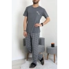 Kısa Kollu Erkek Pijama Takımı Füme - 41985.1048.