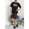 Kısa Kollu Süprem Erkek Şortlu Pijama Takımı Siyah - 70945.1961.