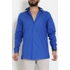 Klasik Pamuklu Erkek Cepli Slimfit Gömlek Saks - 70877.1970.