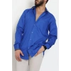 Klasik Pamuklu Erkek Cepli Slimfit Gömlek Saks - 70877.1970.