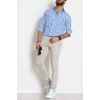 Klasik Pamuklu Erkek Ekose Slimfit Gömlek Ekosemavi - 70876.1970.