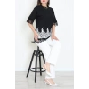 Kolları Ve Eteği Dantelli Penye Bluz Siyahbeyaz - 55195.308.