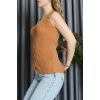 Kolsuz Düğmeli Triko Bluz Camel - 71761.444.