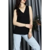 Kolsuz Düğmeli Triko Bluz Siyah - 71761.444.