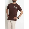 Kompak Penye Baskılı Unisex Oversize Tişört Acıkahve - 55135.1872.