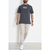 Kompak Penye Baskılı Unisex Oversize Tişört Antrasit - 55135.1872.