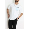 Kompak Penye Baskılı Unisex Oversize Tişört Beyazbebemavi - 55135.1872.