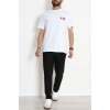 Kompak Penye Baskılı Unisex Oversize Tişört Beyazçiçek - 55135.1872.