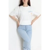Kompak Penye Baskılı Unisex Oversize Tişört Beyazçiçekli - 55135.1872.