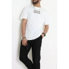 Kompak Penye Baskılı Unisex Oversize Tişört Beyazkahve - 55135.1872.