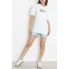 Kompak Penye Baskılı Unisex Oversize Tişört Beyazkahve - 55135.1872.
