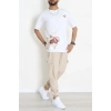 Kompak Penye Baskılı Unisex Oversize Tişört Beyazkrem - 55135.1872.