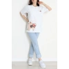 Kompak Penye Baskılı Unisex Oversize Tişört Beyazkrem - 55135.1872.